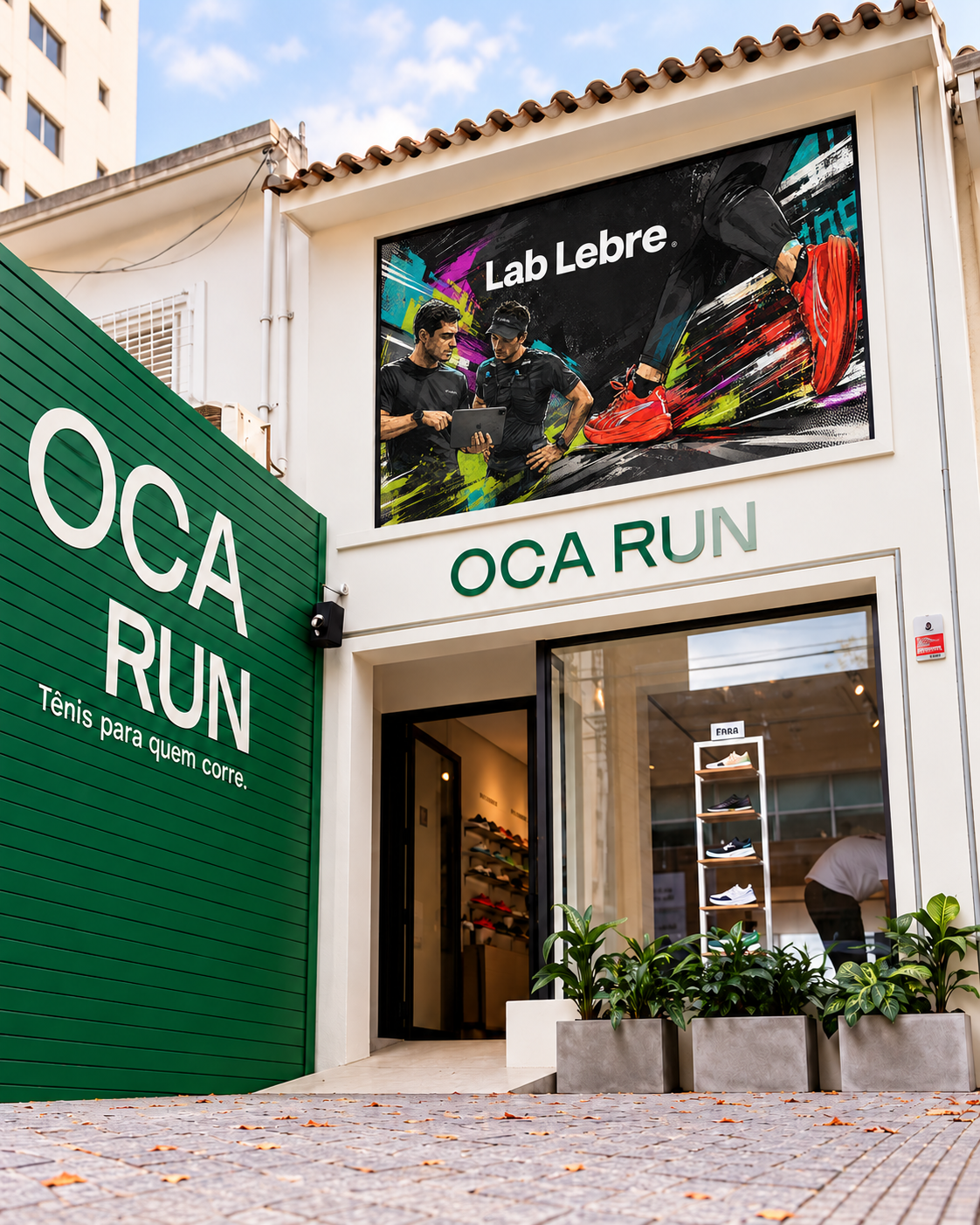 Fachada da Oca Run com o Lab Lebre